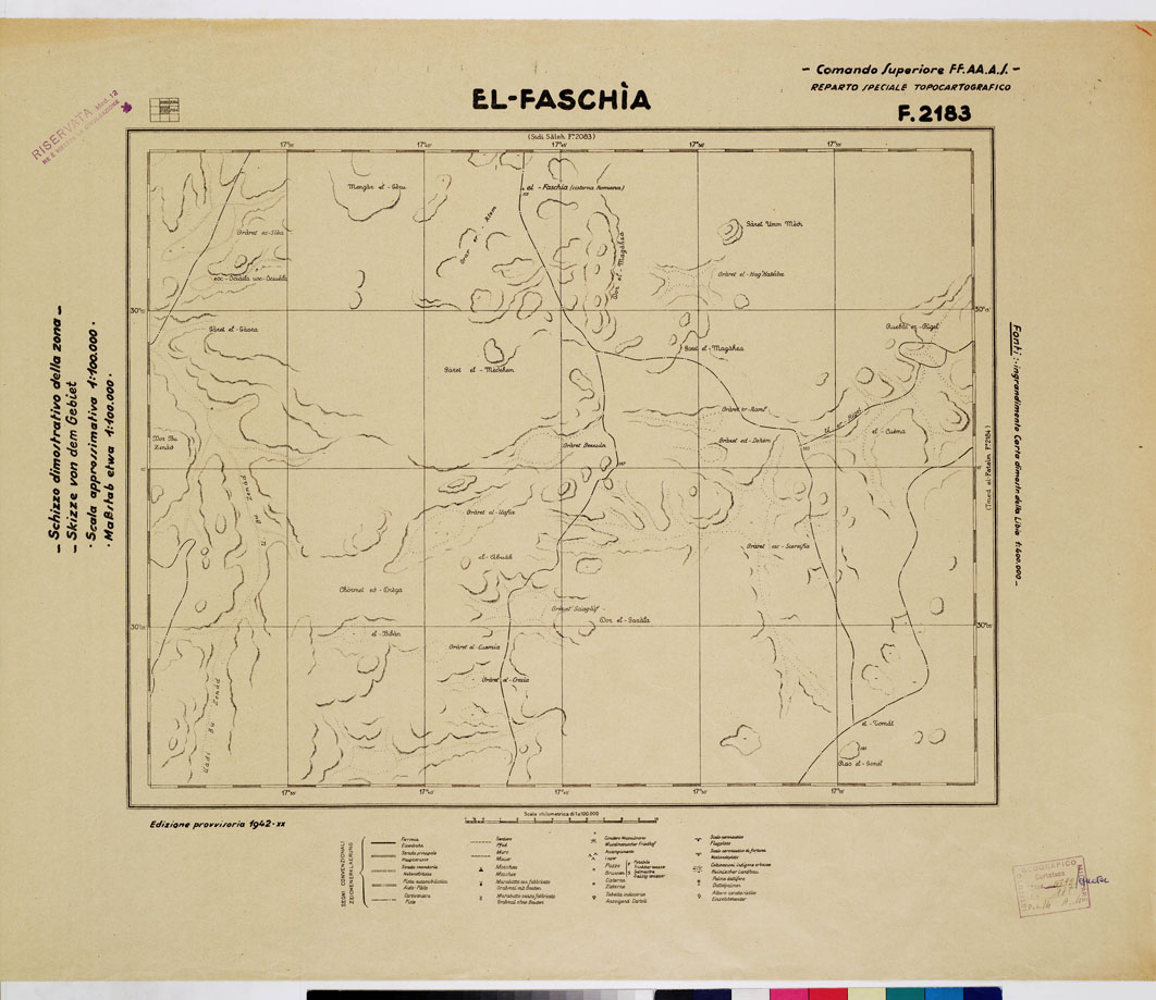 (N:2826) CARTA DELLA CIRENAICA :SUD DEL BENGASI - SIRTICA - CIRENAICA CENTRO ORIENTALE - EL FASCHIA F 2183 (B0010771) Carte e stampe antiche: riproduzione a colori su carta (formato A1)