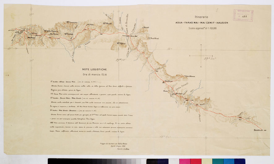 (N:10970) ITINERARIO ADUA FARAS MAI MAI CEMIT HAUSIEN TAVOLA II (B0010785) Carte e stampe antiche: riproduzione a colori su carta (formato A1)