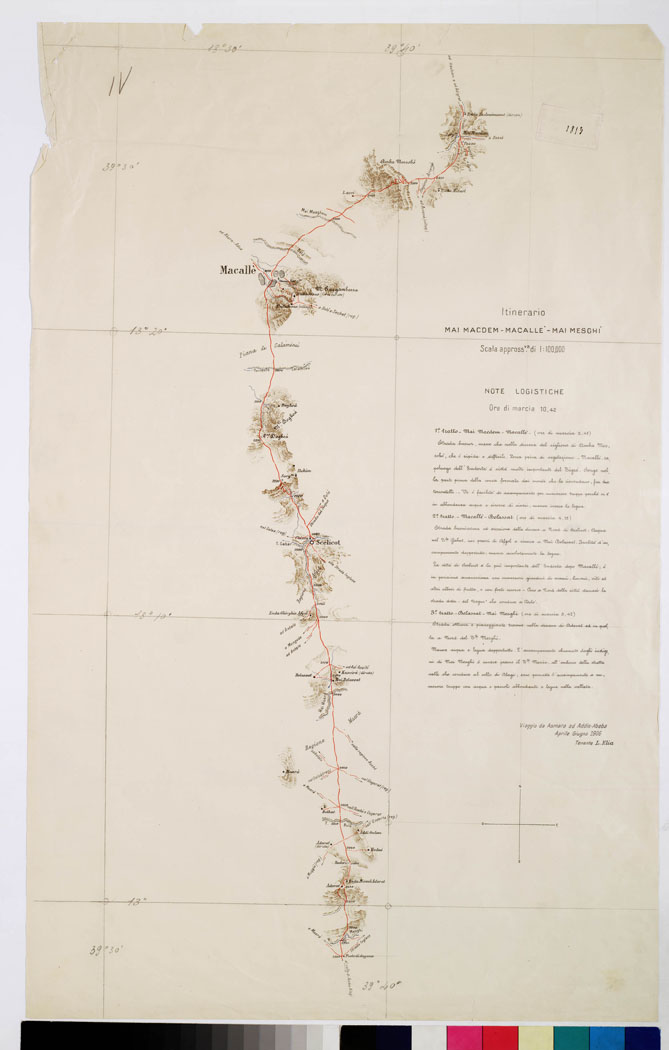 (N:10985) ITINERARIO MAI MACDEM MACALLE MAI MESGHI TAVOLA IV (B0010787) Carte e stampe antiche: riproduzione a colori su carta (formato A1)