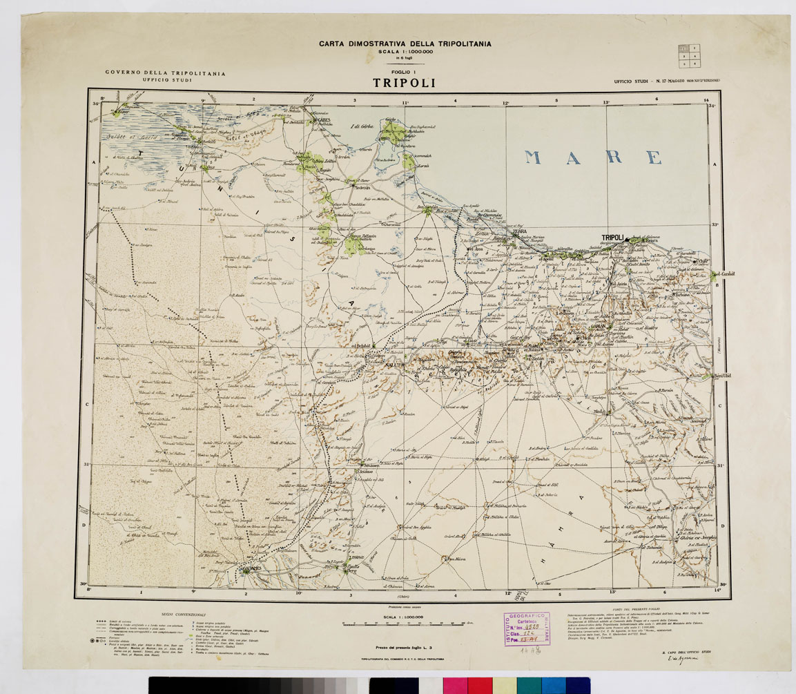 (N:3724) CARTA DELLA TRIPOLITANIA - Tavola - Foglio 1 TRIPOLI (B0010818) Carte e stampe antiche: riproduzione a colori su carta (formato A1)