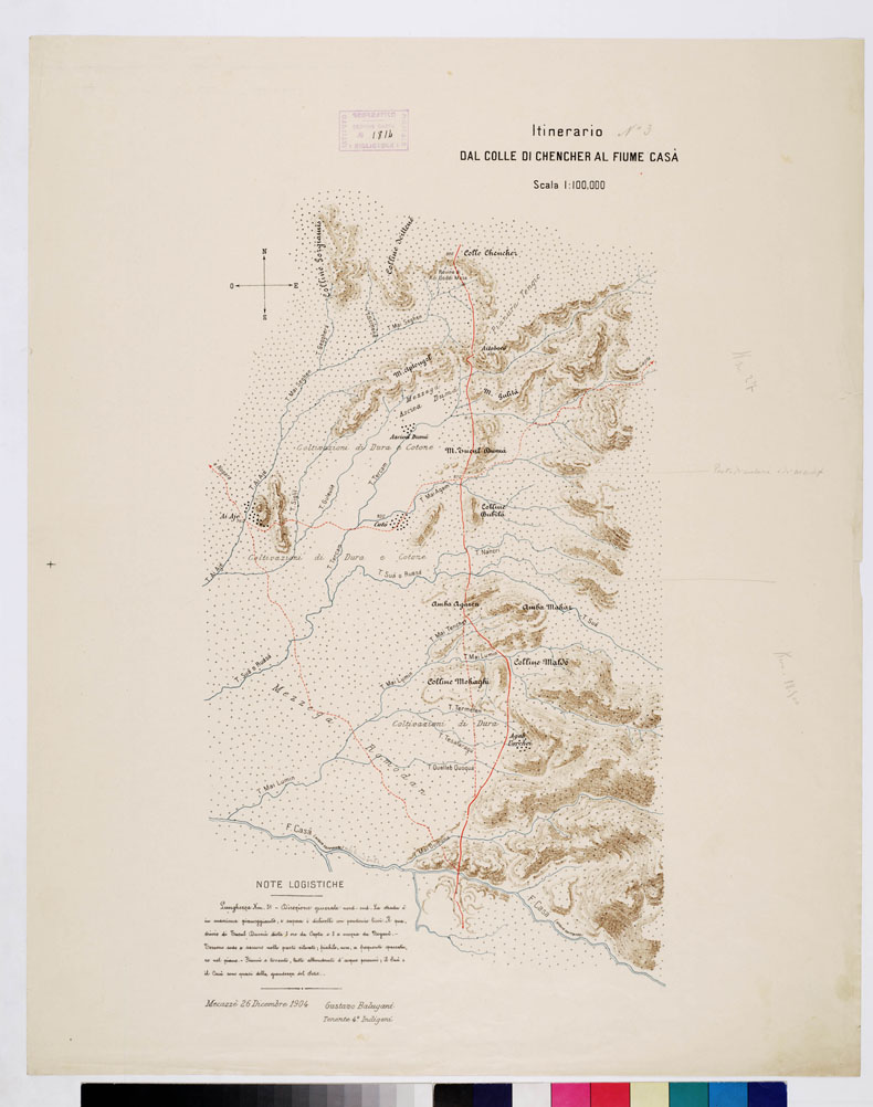 (N:11004) ITINERARI OLTRE IL SETIT -  ITINERARIO DAL COLLE DI CHENCHER AL FIUME CASA' TAVOLA 3
 (B0010839) Carte e stampe antiche: riproduzione a colori su carta (formato A1)