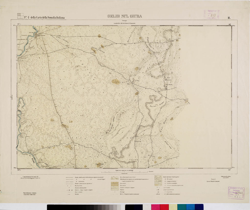 (N:3455) CARTA DELLA MEDIA GOSCIA E BASSA GOSCIA (a colori) - Fogli n. 9+9 - Foglio 4 Gelib Sul Giuba II (B0010859) Carte e stampe antiche: riproduzione a colori su carta (formato A1)