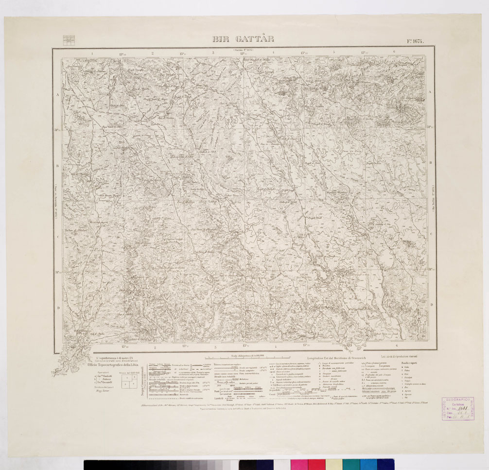 (N:3308) CARTA DELLA LIBIA - BIR GATTAR Foglio 1674 (B0010892) Carte e stampe antiche: riproduzione a colori su carta (formato A1)