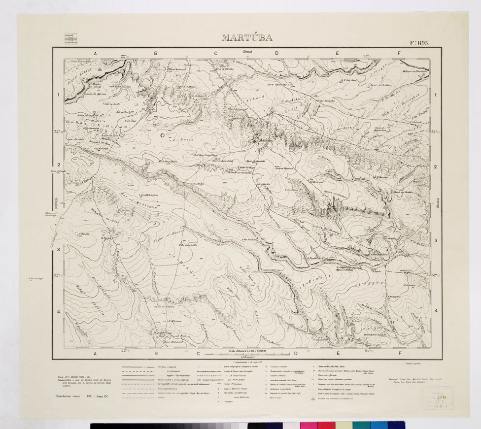 (N:3322) CARTA DELLA LIBIA - MARTUBA - Foglio 1493 (B0010899) Carte e stampe antiche: riproduzione a colori su carta (formato A1)