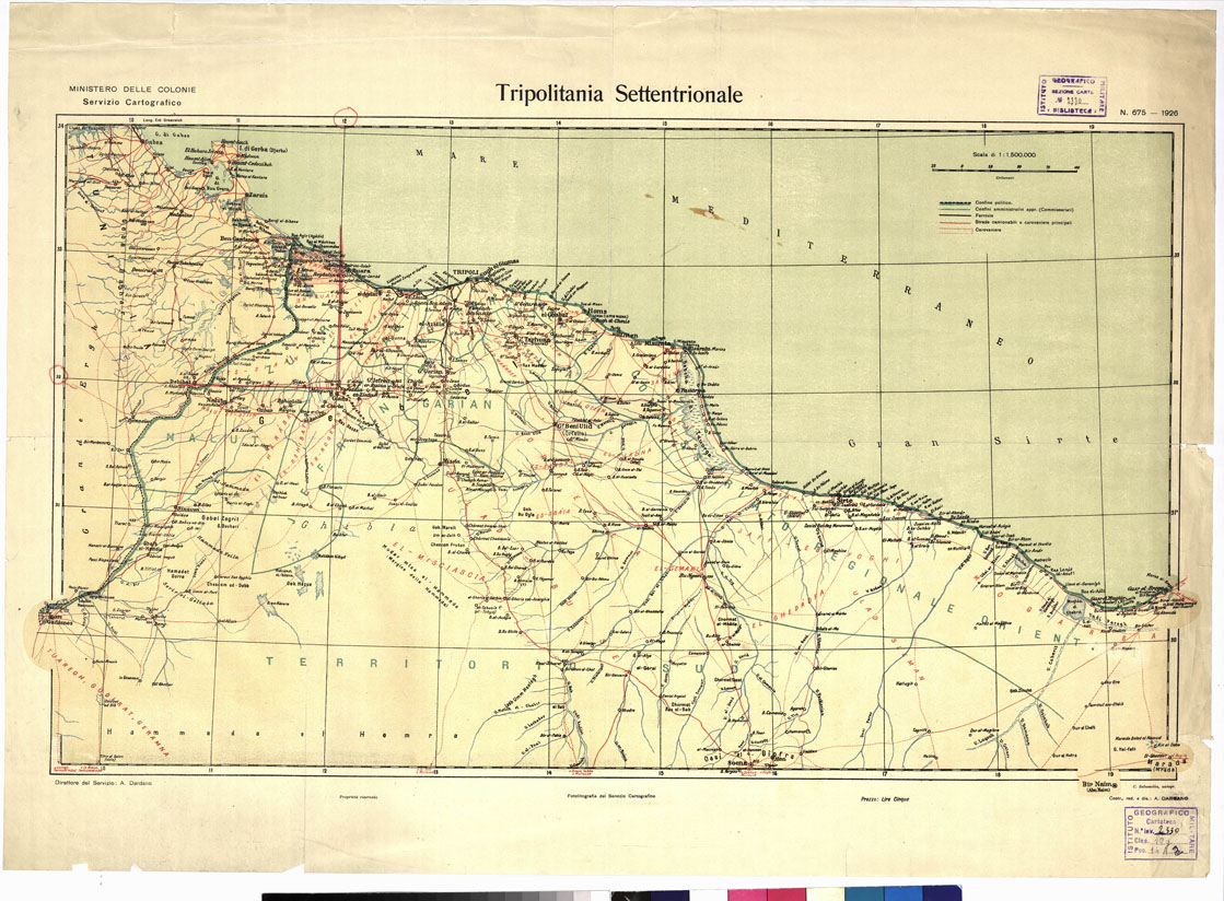 (N:9773) TRIPOLITANIA SETTENTRIONALE - Seconda edizione provvisoria (B0010913) Carte e stampe antiche: riproduzione a colori su carta (formato A1)