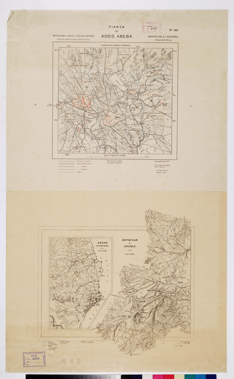 (N:13867) MISSIONE PER LA FRONTIERA ITALO-ETIOPICA. PIANTA DI ADDIS-ABEBA (B0010987) Carte e stampe antiche: riproduzione a colori su carta (formato A1)