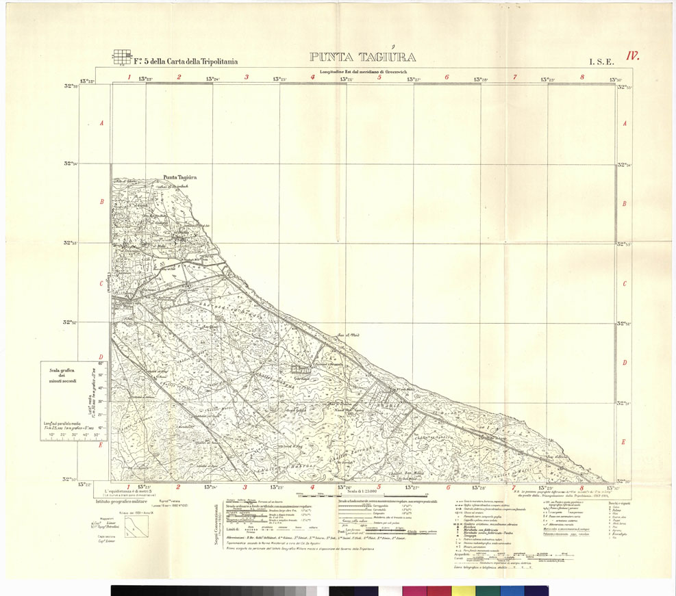 (N:3755) CARTA DELLA ZONA ZANZR-TRIPOLI-TAGIRA - Tavola 4 - Foglio 5 PUNTA TAGIURA I S.E. IV (B0011066) Carte e stampe antiche: riproduzione a colori su carta (formato A1)