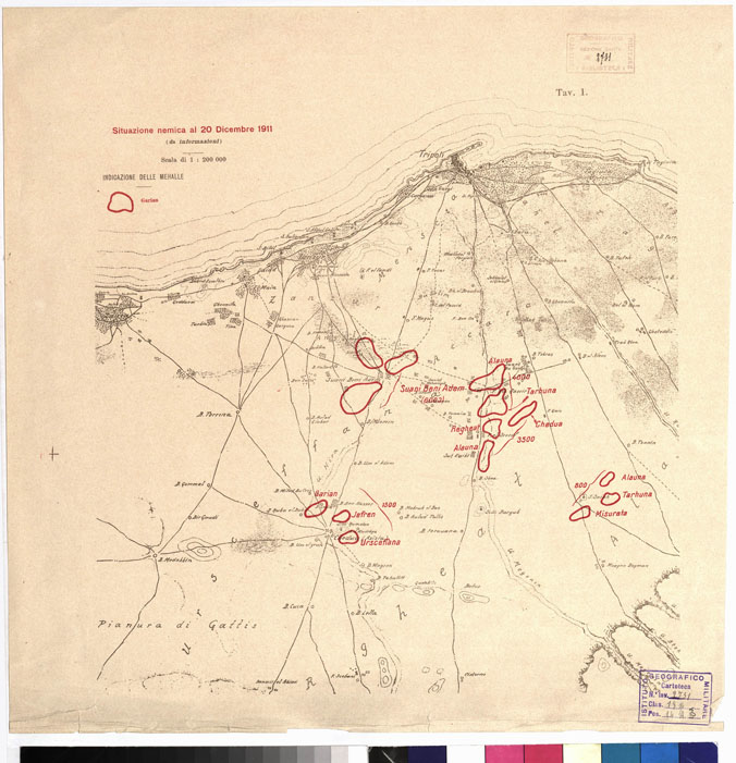 (N:9814) TRIPOLI E DINTORNI - Tavola 1 (B0011070) Carte e stampe antiche: riproduzione a colori su carta (formato A1)