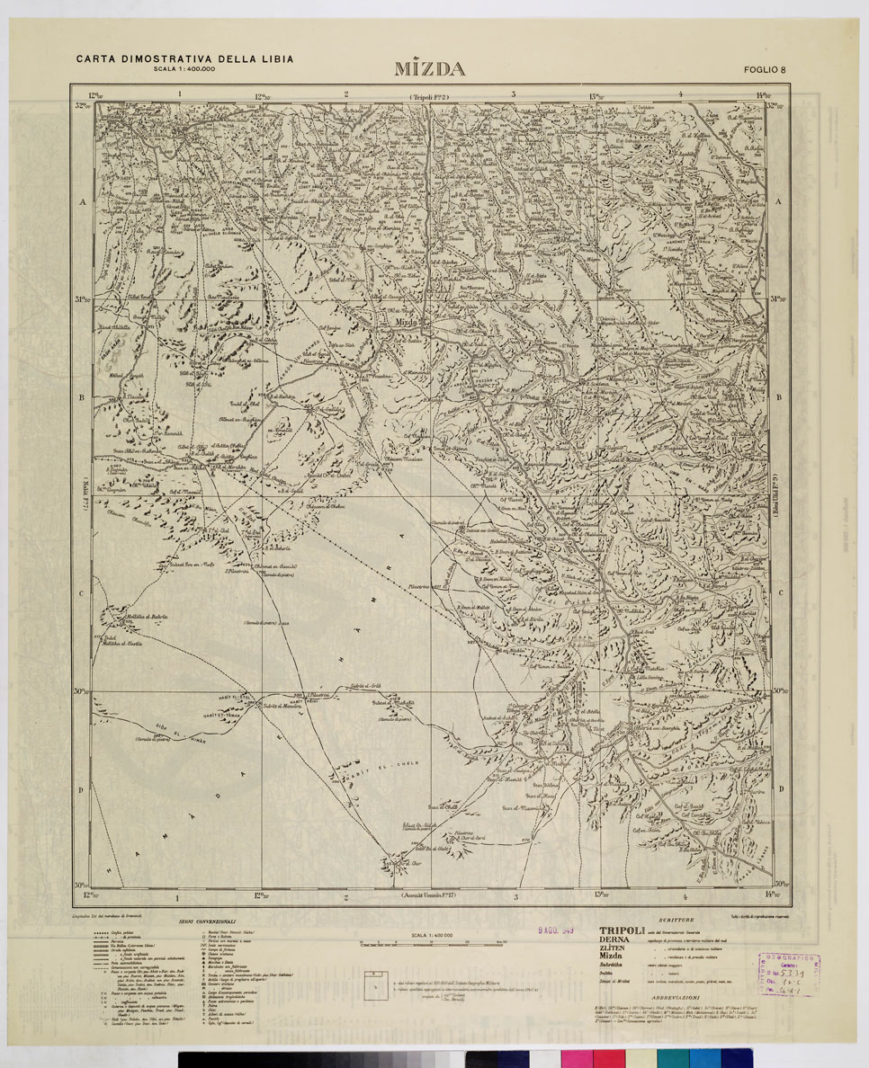 (N:4386) CARTA DIMOSTRATIVA DELLA LIBIA - Foglio 8 MIZDA (B0011108) Carte e stampe antiche: riproduzione a colori su carta (formato A1)