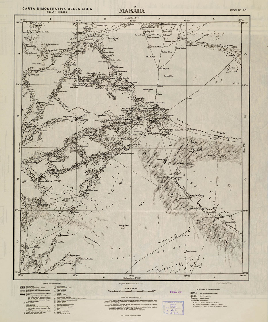 (N:4341) CARTA DIMOSTRATIVA DELLA LIBIA - Foglio 20 MARADA (B0011145) Carte e stampe antiche: riproduzione a colori su carta (formato A1)