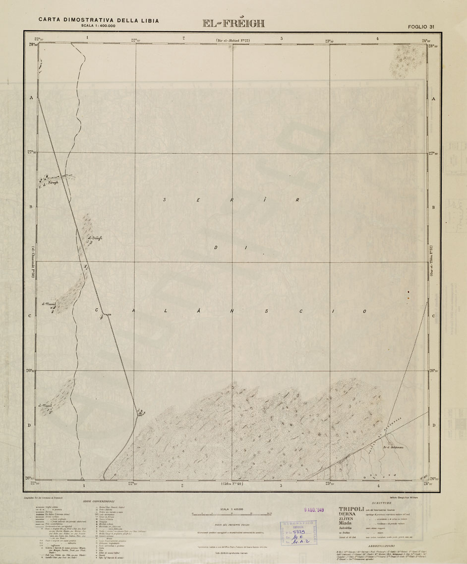 (N:4365) CARTA DIMOSTRATIVA DELLA LIBIA - Foglio 31 EL - FREIGH (B0011168) Carte e stampe antiche: riproduzione a colori su carta (formato A1)