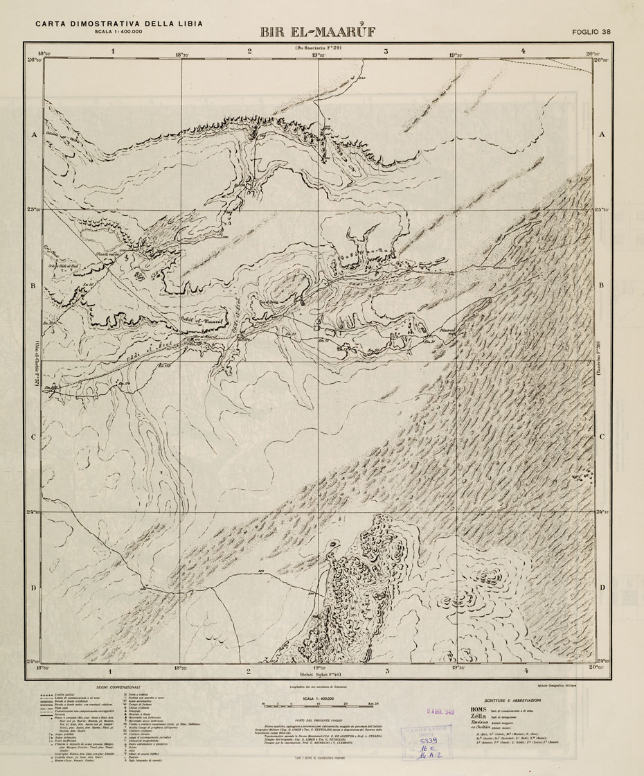 (N:4374) CARTA DIMOSTRATIVA DELLA LIBIA - Foglio 38 BIR EL MAARUF (B0011177) Carte e stampe antiche: riproduzione a colori su carta (formato A1)