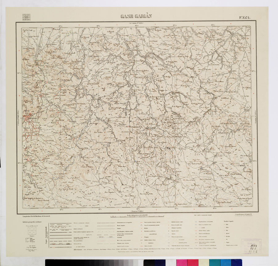 (N:7666) CARTA TOPOGRAFICA DELLA LIBIA - GASR GARIAN Foglio 1574 (B0011304) Carte e stampe antiche: riproduzione a colori su carta (formato A1)
