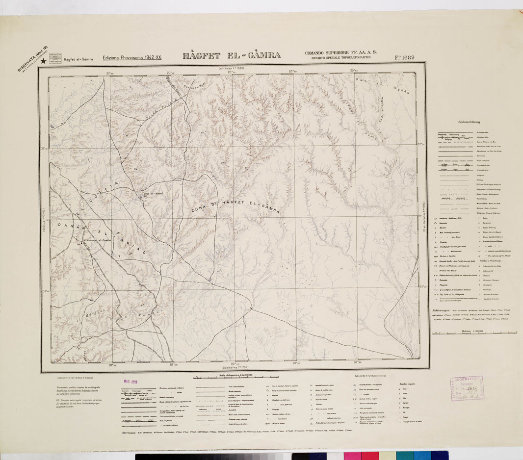 (N:7671) CARTA TOPOGRAFICA DELLA LIBIA - HAGFET EL GAMRA Foglio 1689 (B0011326) Carte e stampe antiche: riproduzione a colori su carta (formato A1)