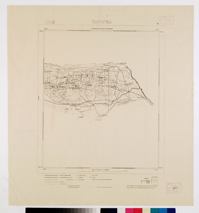 (N:9820) TRIPOLI E DINTORNI - Foglio 4 TAGIURA (B0011341) Carte e stampe antiche: riproduzione a colori su carta (formato A1)