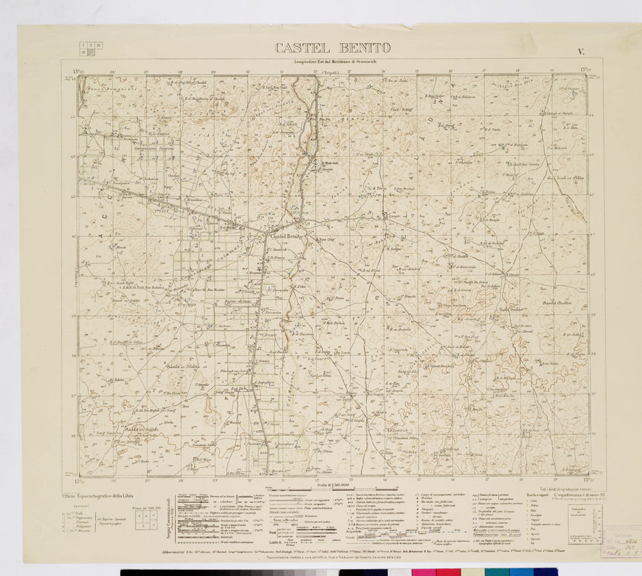 (N:9815) TRIPOLI E DINTORNI - Foglio V CASTEL BENITO (B0011350) Carte e stampe antiche: riproduzione a colori su carta (formato A1)
