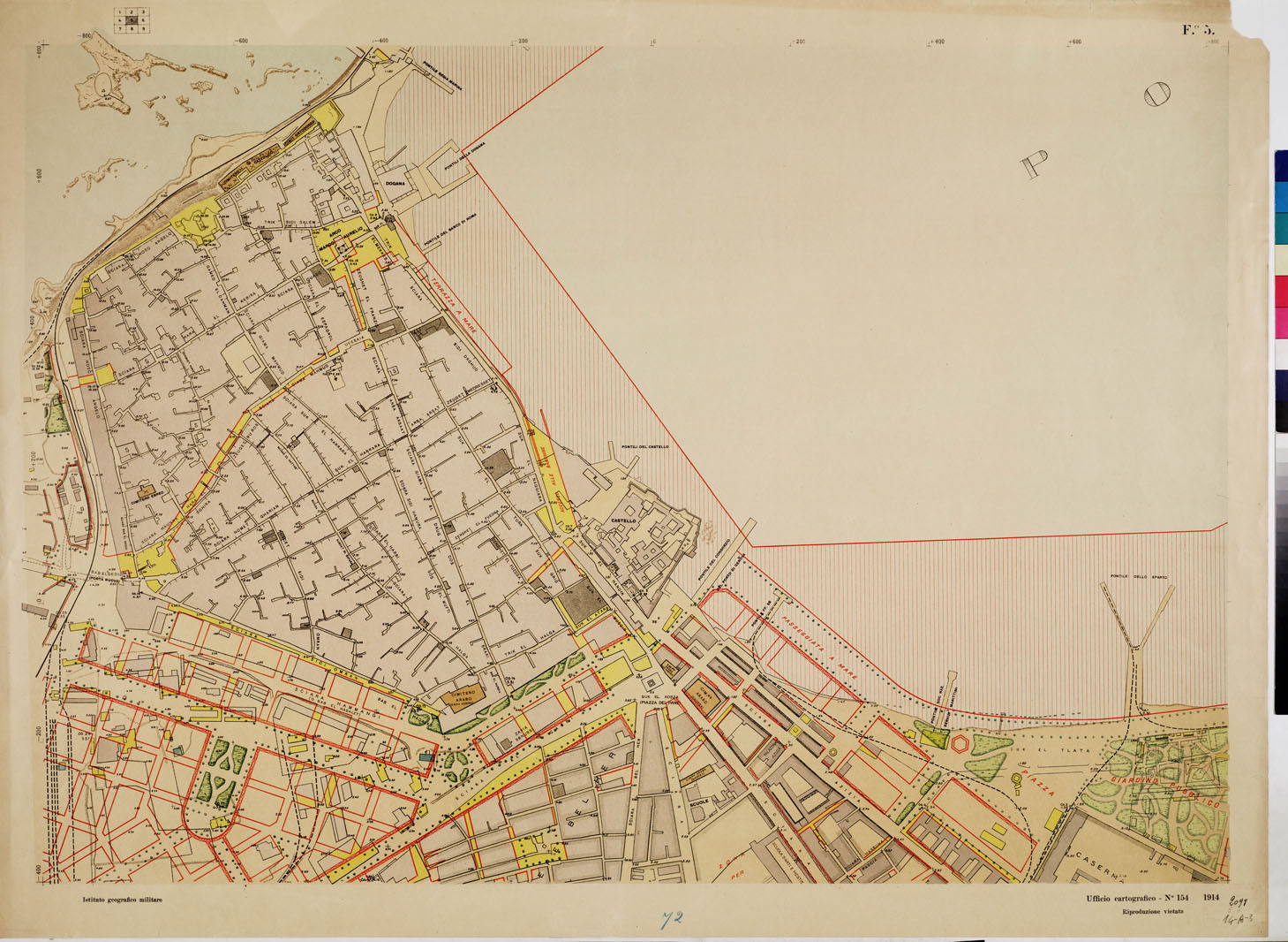 (N:13362) PIANO REGOLATORE DEFINITIVO DELLA CITTA' DI TRIPOLI - Foglio 5 (B0011359) Carte e stampe antiche: riproduzione a colori su carta (formato A1)
