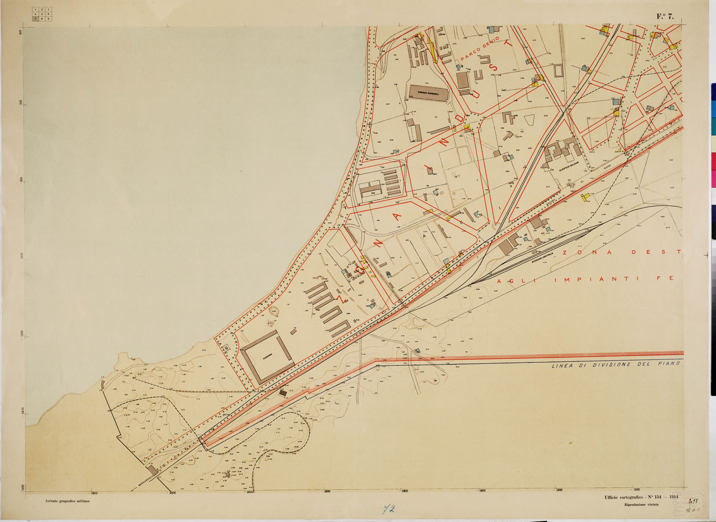(N:13364) PIANO REGOLATORE DEFINITIVO DELLA CITTA' DI TRIPOLI - Foglio 7 (B0011361) Carte e stampe antiche: riproduzione a colori su carta (formato A1)