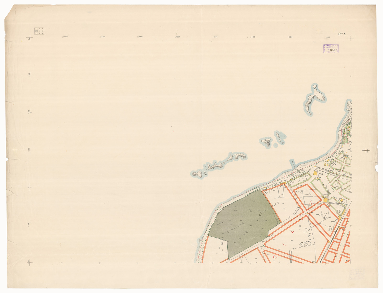 (N:13346) PIANO REGOLATORE DEFINITIVO DELLA CITTA' DI TRIPOLI - Foglio 4 (B0011369) Carte e stampe antiche: riproduzione a colori su carta (formato A1)