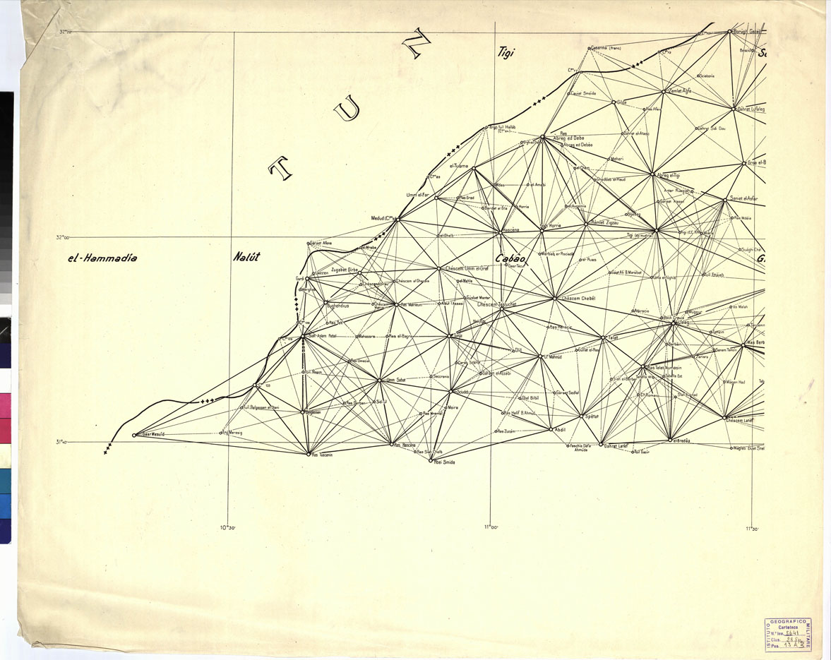 (N:10402) TRIANGOLAZIONE DELLA TRIPOLITANIA - CAMPAGNA GEODETICA 1933-34 - Foglio 2 (B0011389) Carte e stampe antiche: riproduzione a colori su carta (formato A1)