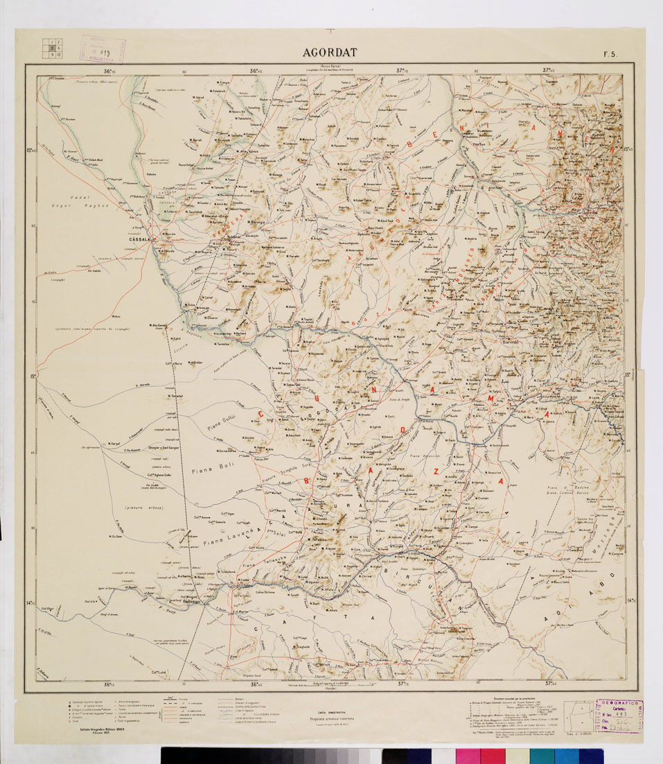 (N:4193) CARTA DIMOSTRATIVA DELLA COLONIA ERITREA E REGIONI ADIACENTI - Foglio 5 AGORDAT (B0011422) Carte e stampe antiche: riproduzione a colori su carta (formato A1)