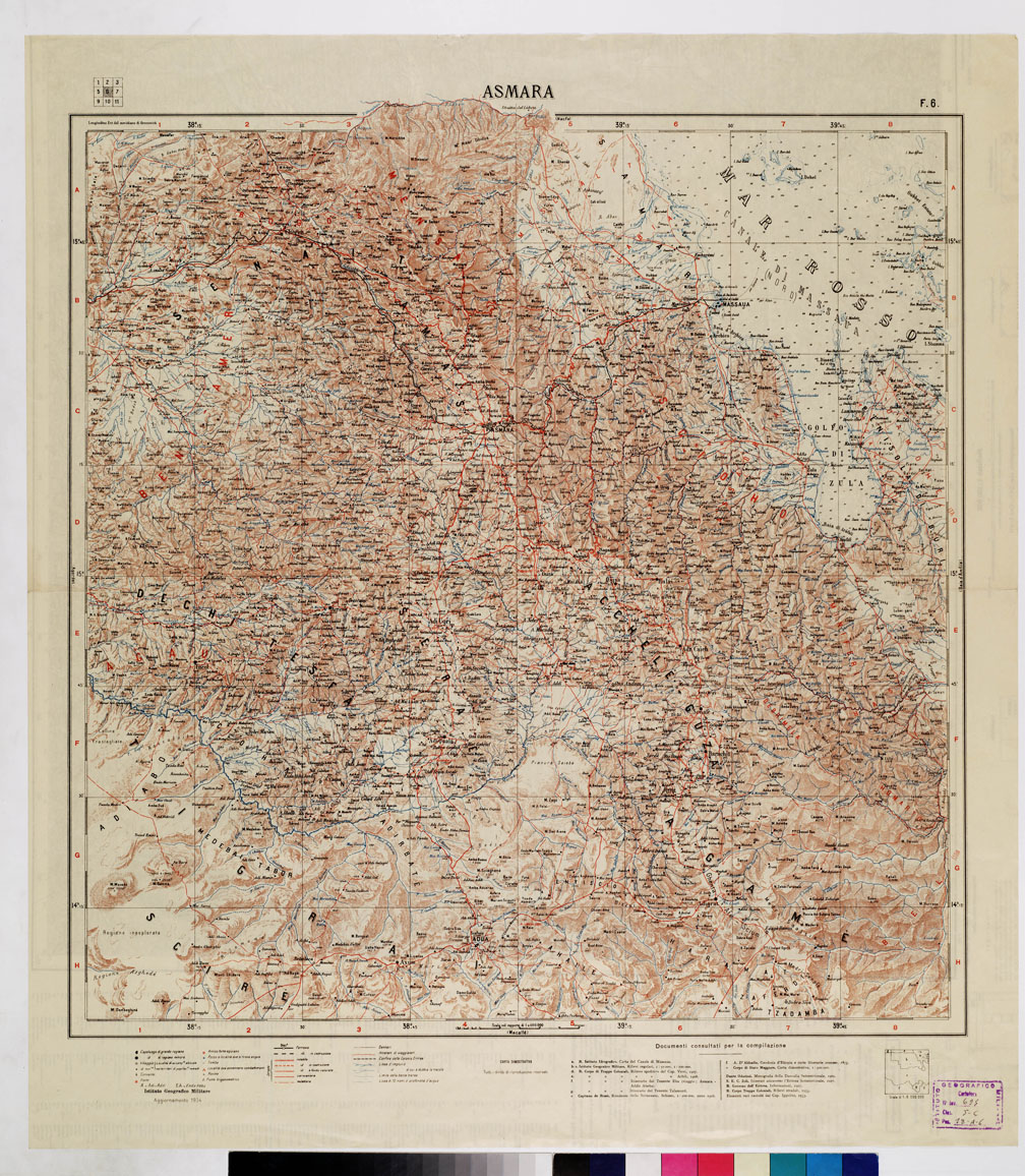 (N:4198) CARTA DIMOSTRATIVA DELLA COLONIA ERITREA E REGIONI ADIACENTI - Foglio 6 ASMARA (B0011427) Carte e stampe antiche: riproduzione a colori su carta (formato A1)