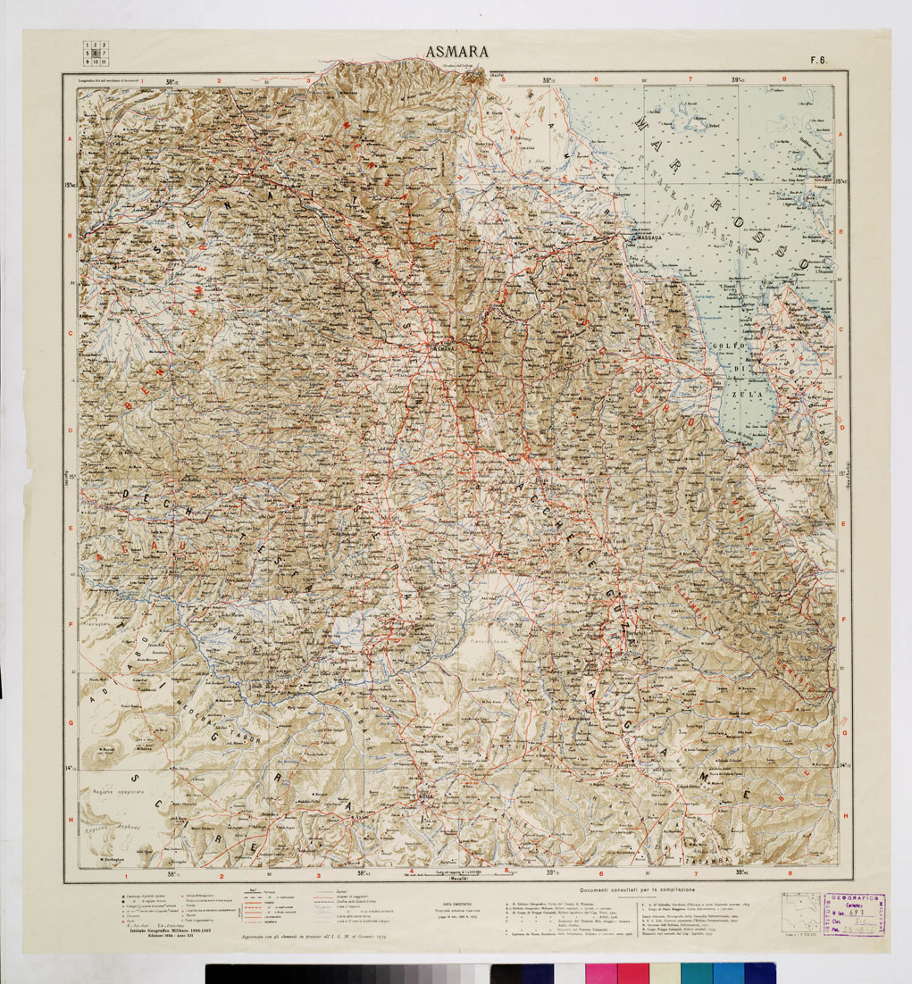 (N:4196) CARTA DIMOSTRATIVA DELLA COLONIA ERITREA E REGIONI ADIACENTI - Foglio 6 ASMARA (B0011428) Carte e stampe antiche: riproduzione a colori su carta (formato A1)