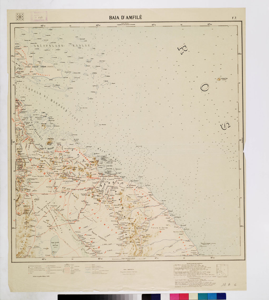 (N:4201) CARTA DIMOSTRATIVA DELLA COLONIA ERITREA E REGIONI ADIACENTI - Foglio 7 BAIA D'AMFILE' (B0011430) Carte e stampe antiche: riproduzione a colori su carta (formato A1)