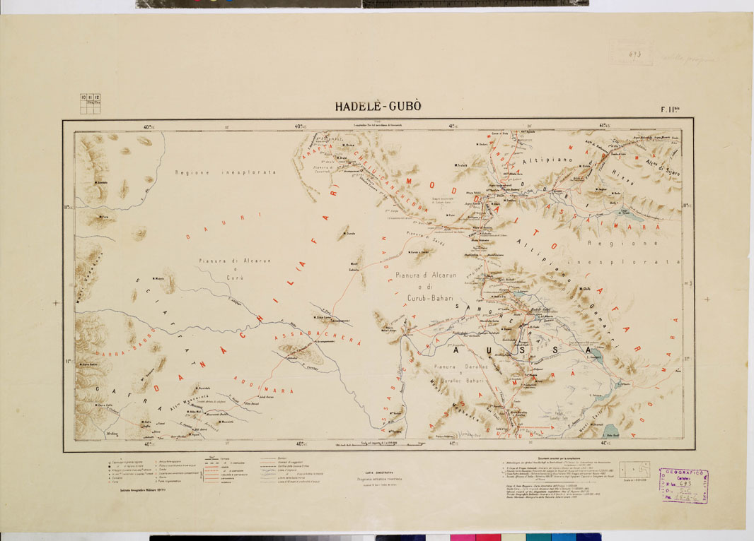 (N:4171) CARTA DIMOSTRATIVA DELLA COLONIA ERITREA E REGIONI ADIACENTI - Foglio 11 BIS HADELE'-GUBO' (B0011444) Carte e stampe antiche: riproduzione a colori su carta (formato A1)