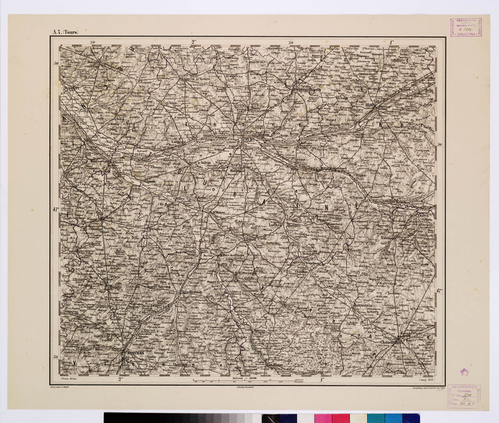 (N:10168) GENERAL KARTE VON CENTRAL EUROPA - A 7 (TOURS) (B0011510) Carte e stampe antiche: riproduzione a colori su carta (formato A1)