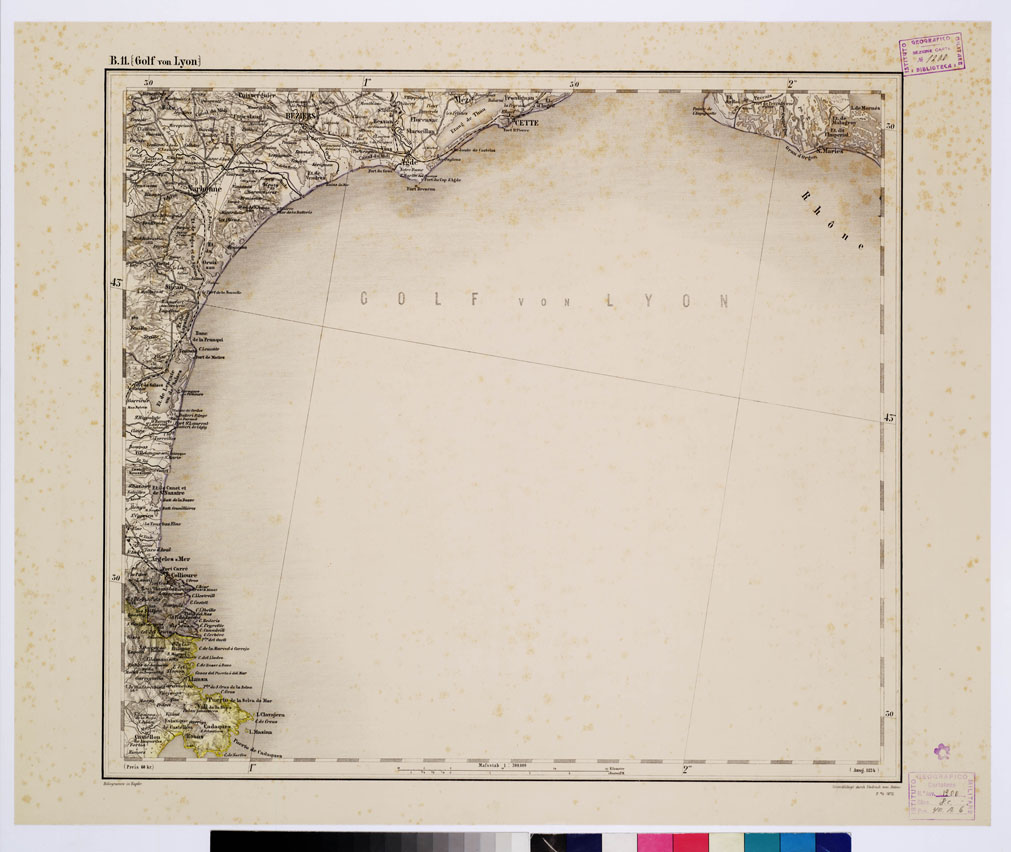 (N:10173) GENERAL KARTE VON CENTRAL EUROPA - B 11 (GOLF VON LYON) (B0011526) Carte e stampe antiche: riproduzione a colori su carta (formato A1)