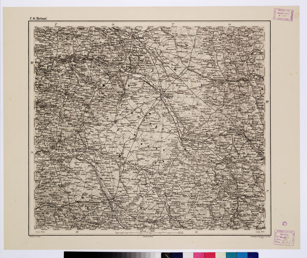 (N:10190) GENERAL KARTE VON CENTRAL EUROPA - C 6 (REIMS) (B0011532) Carte e stampe antiche: riproduzione a colori su carta (formato A1)