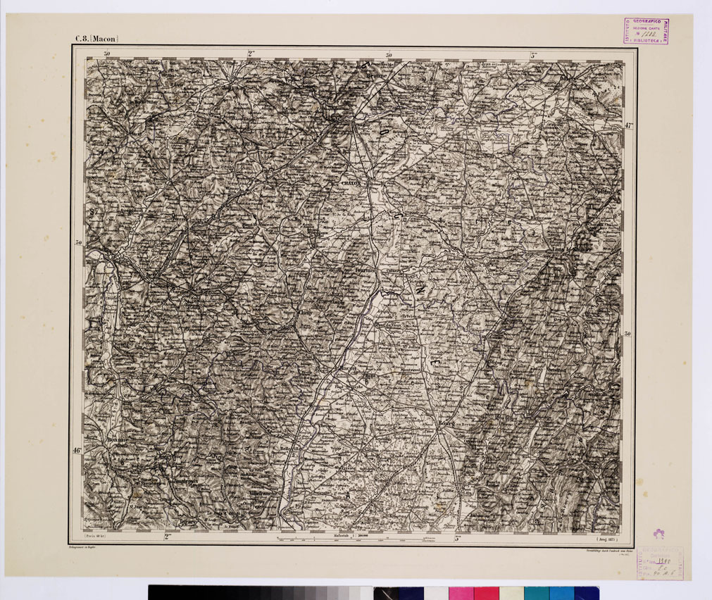 (N:10192) GENERAL KARTE VON CENTRAL EUROPA - C 8 (MACON) (B0011534) Carte e stampe antiche: riproduzione a colori su carta (formato A1)