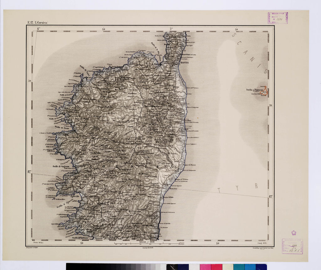 (N:10209) GENERAL KARTE VON CENTRAL EUROPA - E 12 (CORSICA) (B0011562) Carte e stampe antiche: riproduzione a colori su carta (formato A1)