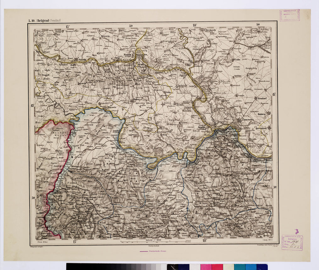 (N:10280) GENERAL KARTE VON CENTRAL EUROPA - L 10 BELGRAD - SEMLIN (B0011631) Carte e stampe antiche: riproduzione a colori su carta (formato A1)