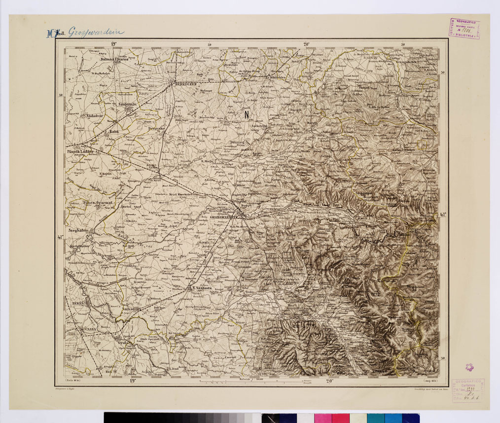 (N:10301) GENERAL KARTE VON CENTRAL EUROPA - M 8 GROSYWARDEIN (B0011641) Carte e stampe antiche: riproduzione a colori su carta (formato A1)