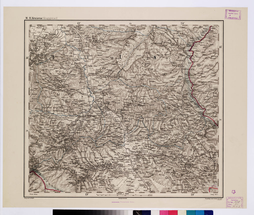 (N:10293) GENERAL KARTE VON CENTRAL EUROPA - M 11 KRUSEVAC (B0011645) Carte e stampe antiche: riproduzione a colori su carta (formato A1)