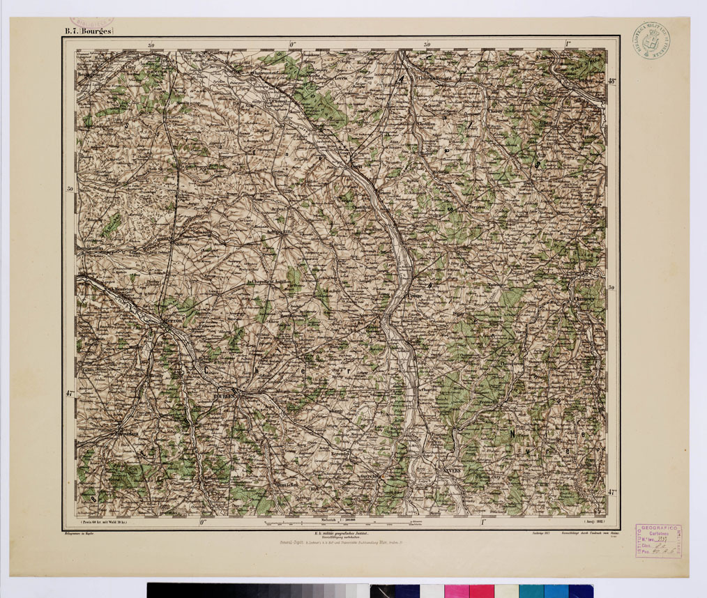 (N:9988) GENERAL KARTE VON CENTRAL EUROPA - B 7 (BOURGES) (B0011718) Carte e stampe antiche: riproduzione a colori su carta (formato A1)