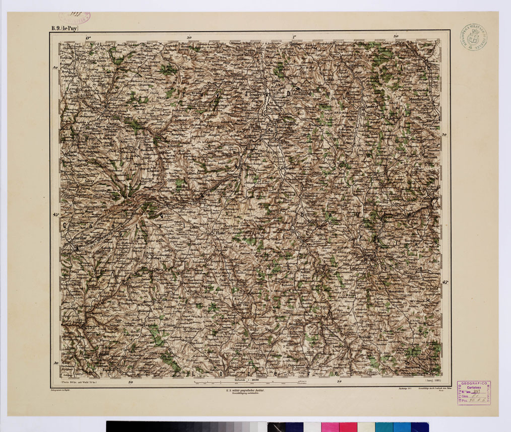 (N:9990) GENERAL KARTE VON CENTRAL EUROPA - B 9 (LE PUY) (B0011720) Carte e stampe antiche: riproduzione a colori su carta (formato A1)