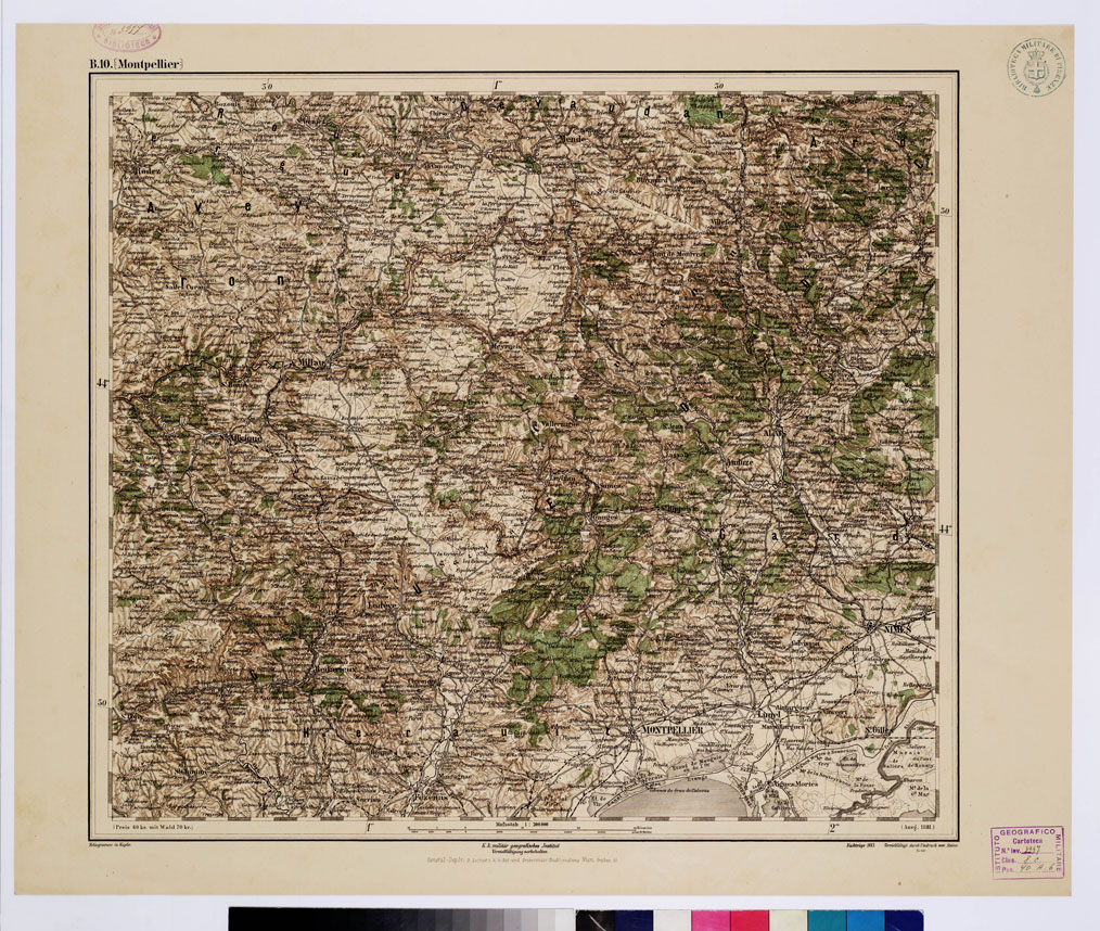 (N:9980) GENERAL KARTE VON CENTRAL EUROPA - B 10 (MONTPELLIER) (B0011721) Carte e stampe antiche: riproduzione a colori su carta (formato A1)