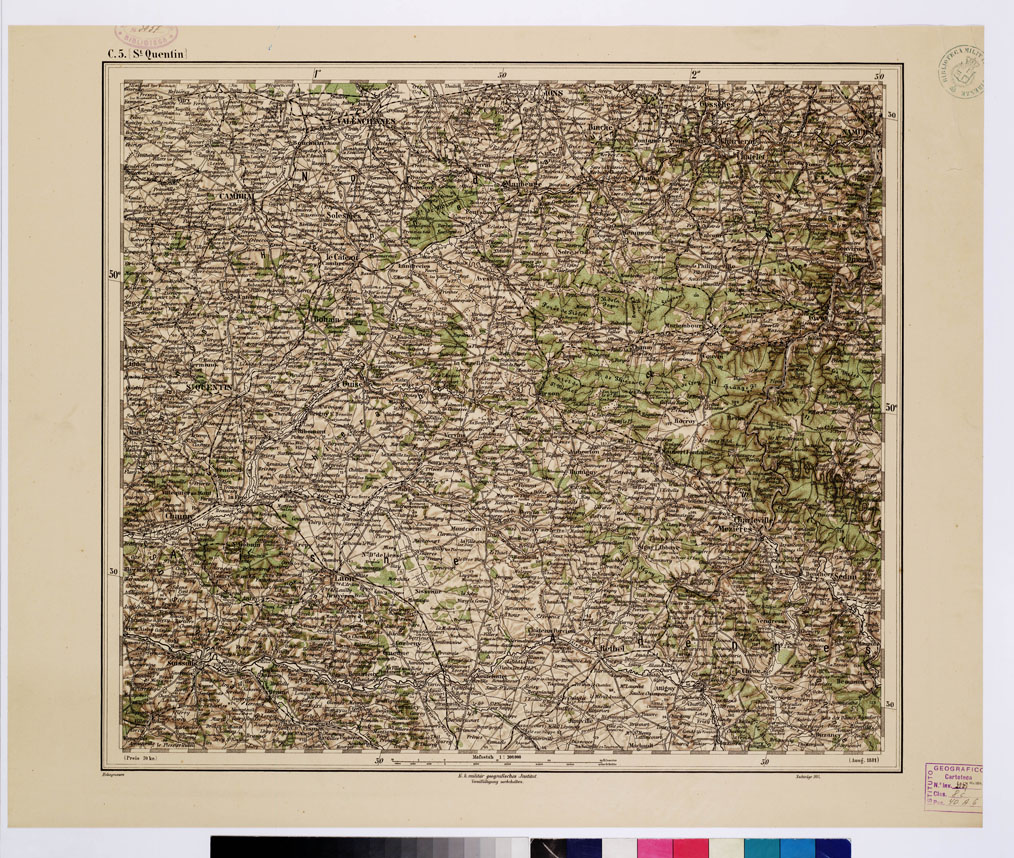 (N:9998) GENERAL KARTE VON CENTRAL EUROPA - C 5 (ST. QUENTIN) (B0011728) Carte e stampe antiche: riproduzione a colori su carta (formato A1)