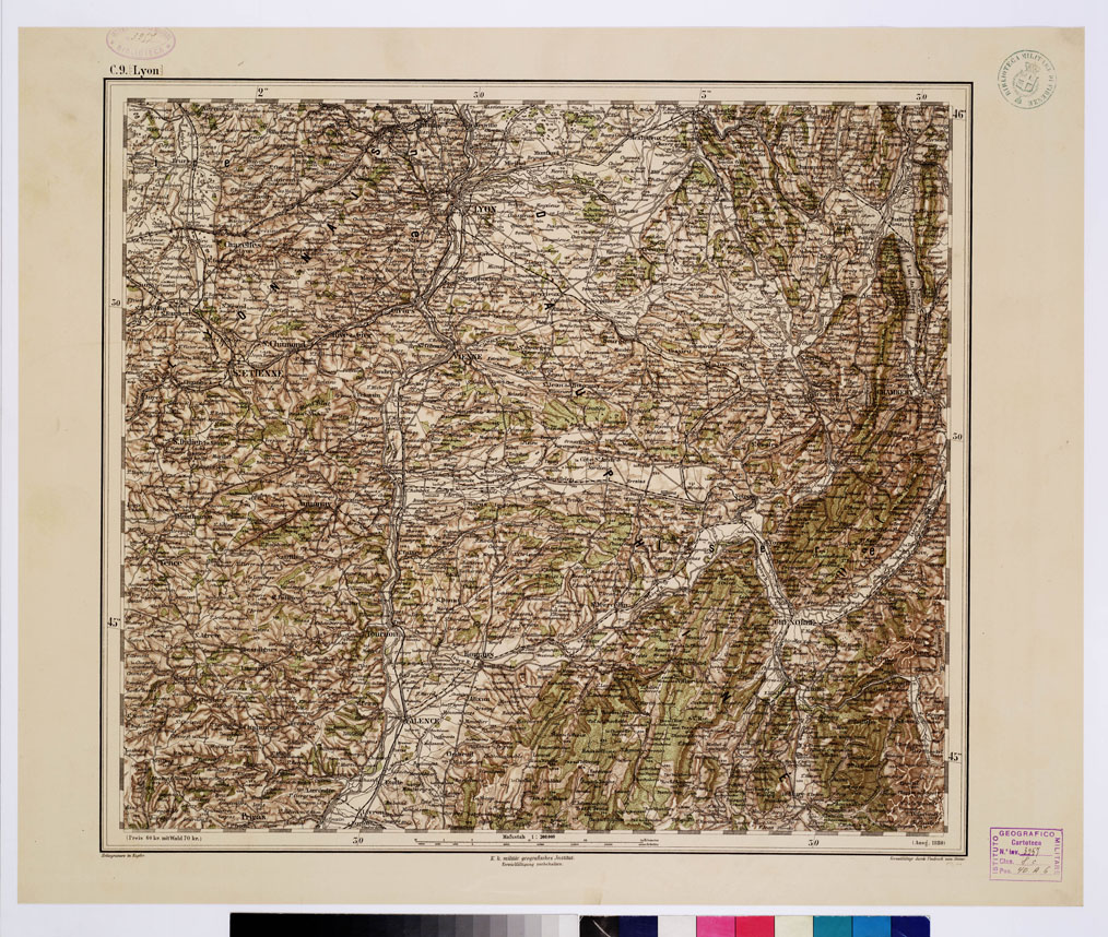 (N:10002) GENERAL KARTE VON CENTRAL EUROPA - C 9 (LYON) (B0011732) Carte e stampe antiche: riproduzione a colori su carta (formato A1)