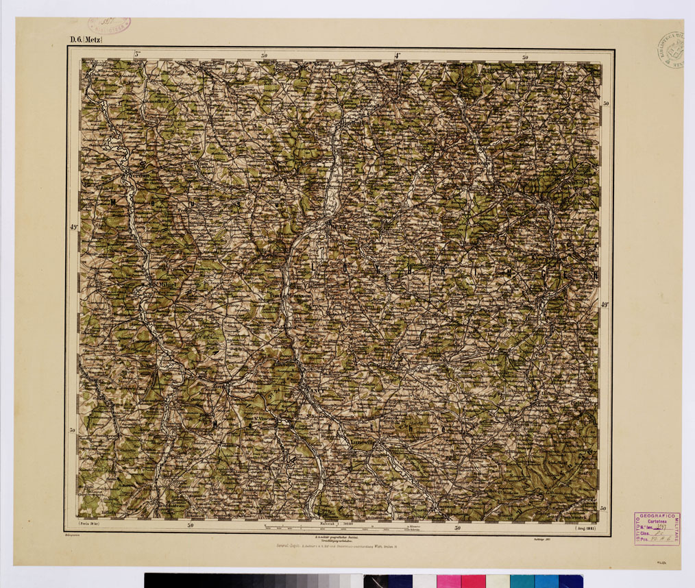(N:10011) GENERAL KARTE VON CENTRAL EUROPA - D 6 (METZ) (B0011741) Carte e stampe antiche: riproduzione a colori su carta (formato A1)