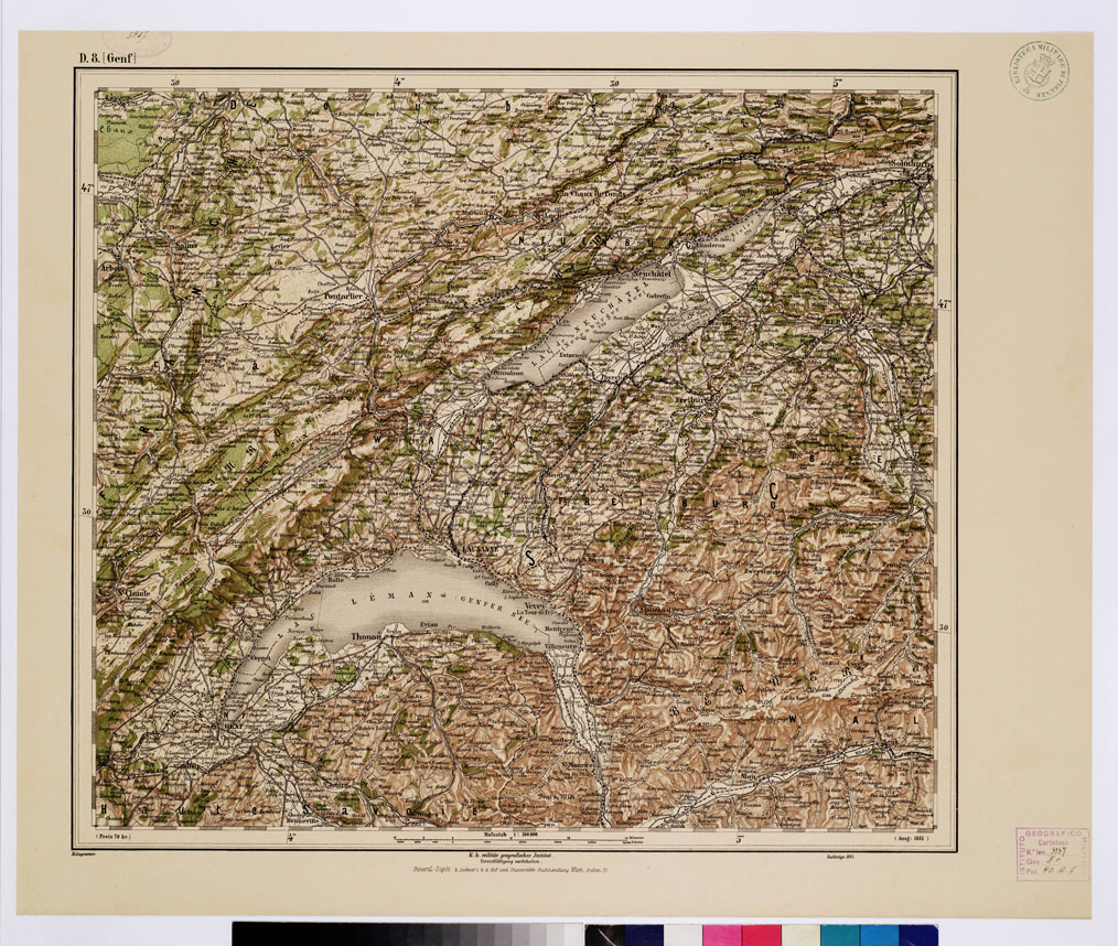 (N:10013) GENERAL KARTE VON CENTRAL EUROPA - D 8 (GENF) (B0011743) Carte e stampe antiche: riproduzione a colori su carta (formato A1)