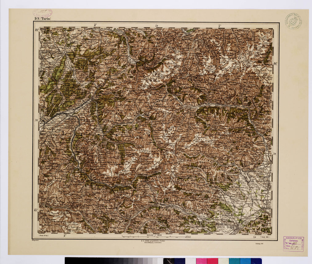 (N:10014) GENERAL KARTE VON CENTRAL EUROPA - D 9 (TURIN) (B0011744) Carte e stampe antiche: riproduzione a colori su carta (formato A1)