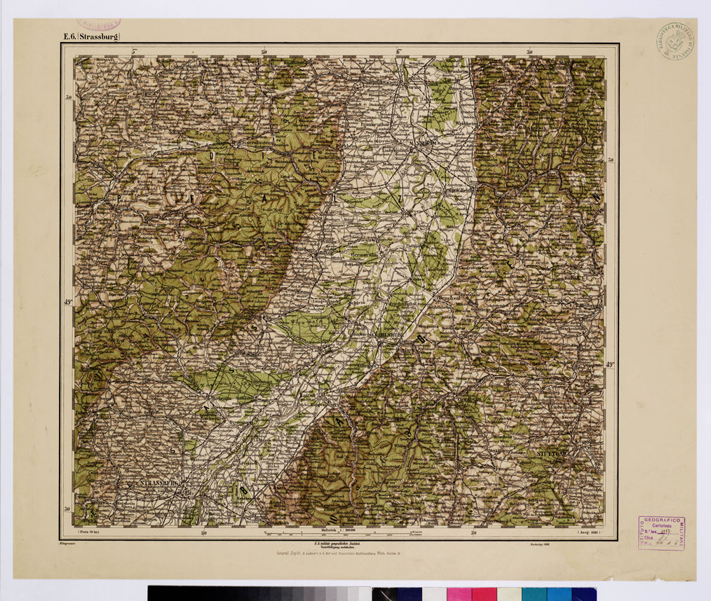 (N:10023) GENERAL KARTE VON CENTRAL EUROPA - E 6 (STRASSBURG) (B0011753) Carte e stampe antiche: riproduzione a colori su carta (formato A1)