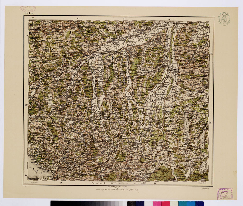 (N:10036) GENERAL KARTE VON CENTRAL EUROPA - F 7 (ULM) (B0011766) Carte e stampe antiche: riproduzione a colori su carta (formato A1)