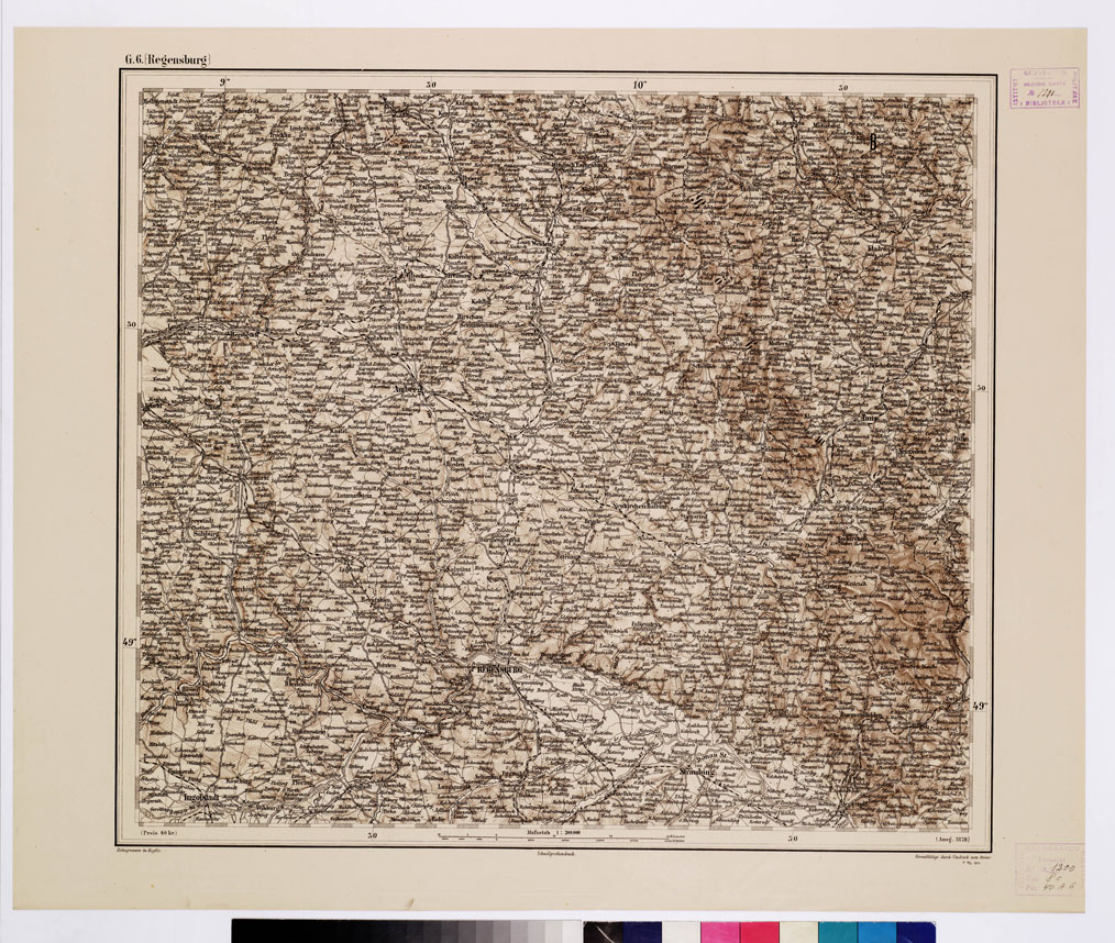(N:10047) GENERAL KARTE VON CENTRAL EUROPA - G 6 (REGENSBURG) (B0011777) Carte e stampe antiche: riproduzione a colori su carta (formato A1)