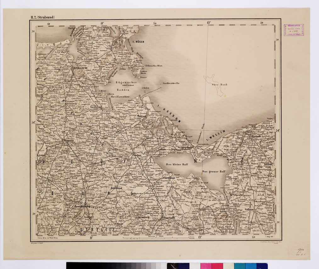 (N:10055) GENERAL KARTE VON CENTRAL EUROPA - H 2 (STRALSUND) (B0011785) Carte e stampe antiche: riproduzione a colori su carta (formato A1)