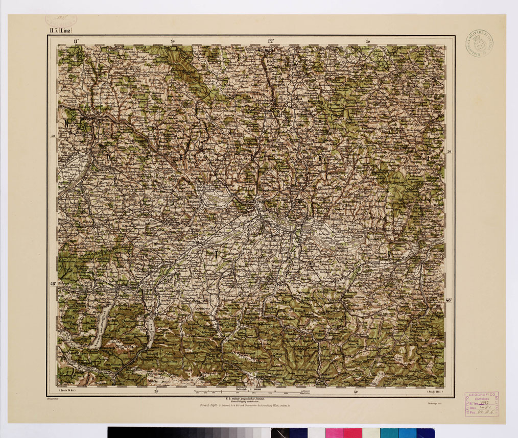 (N:10060) GENERAL KARTE VON CENTRAL EUROPA - H 7 (LINZ) (B0011790) Carte e stampe antiche: riproduzione a colori su carta (formato A1)